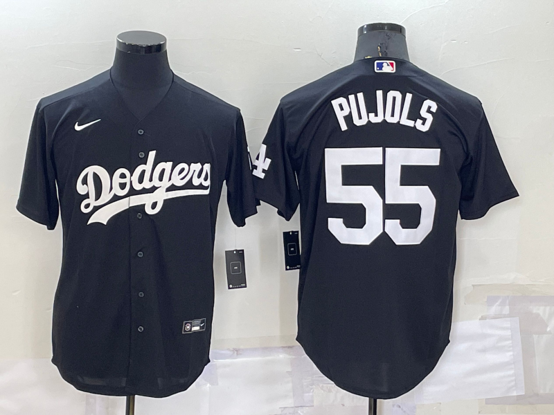 Men's Los Angeles Dodgers Albert Pujols #55 Black Baseball Jersey